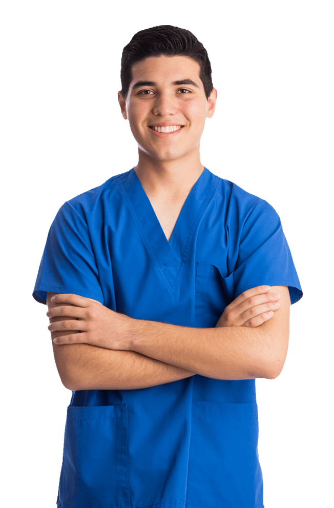 Smiling male doctor with arms crossed