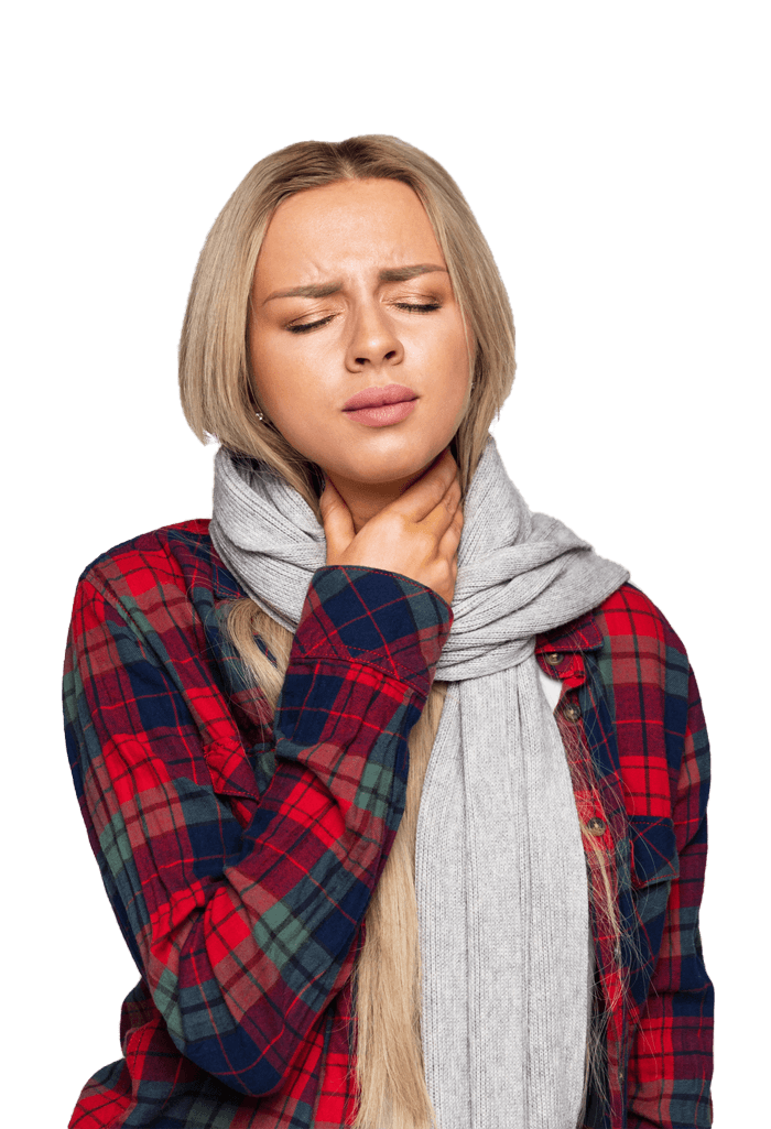 Woman with a very sore throat